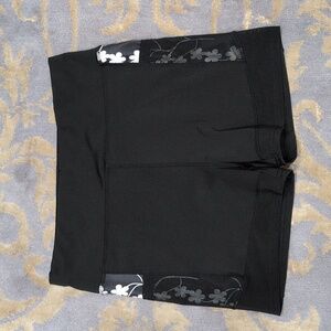 Black Floral Mesh Panel Shorts